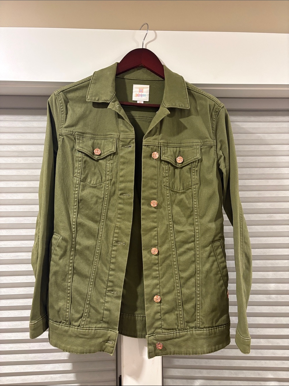 LuLaRoe Olive Green Button-Front Jean Jacket